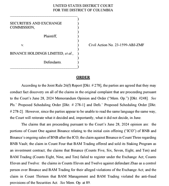 US SEC files additional charges against Binance..."Lawsuit until 2026"