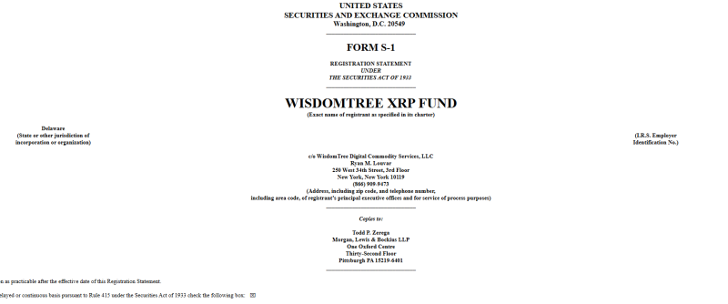 WisdomTree Submits Application For Ripple Spot ETF