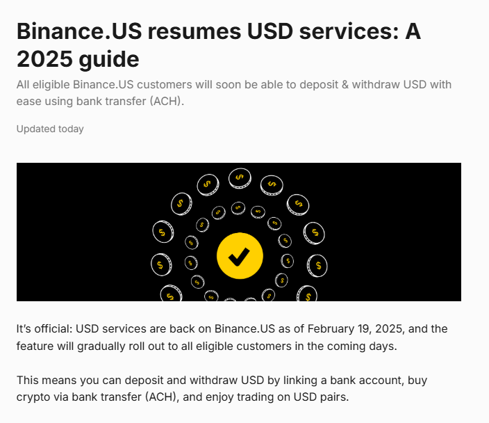 바이낸스 US, 미국 서비스 재개…"1년 8개월만"