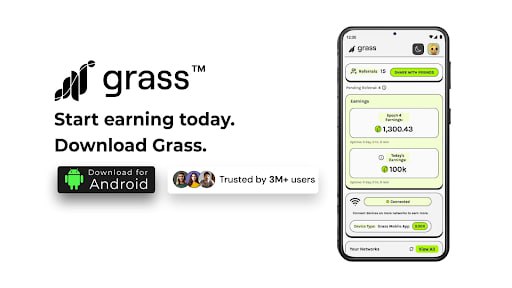 그래스(Grass), 안드로이드 앱 출시...3배 보상 이벤트 진행