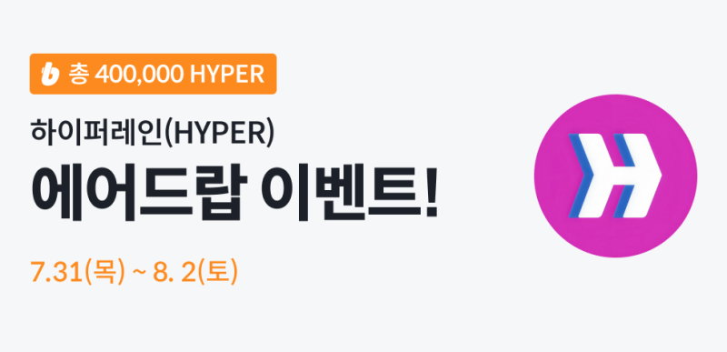 빗썸, 하이퍼레인(HYPER) 에어드랍 이벤트 진행