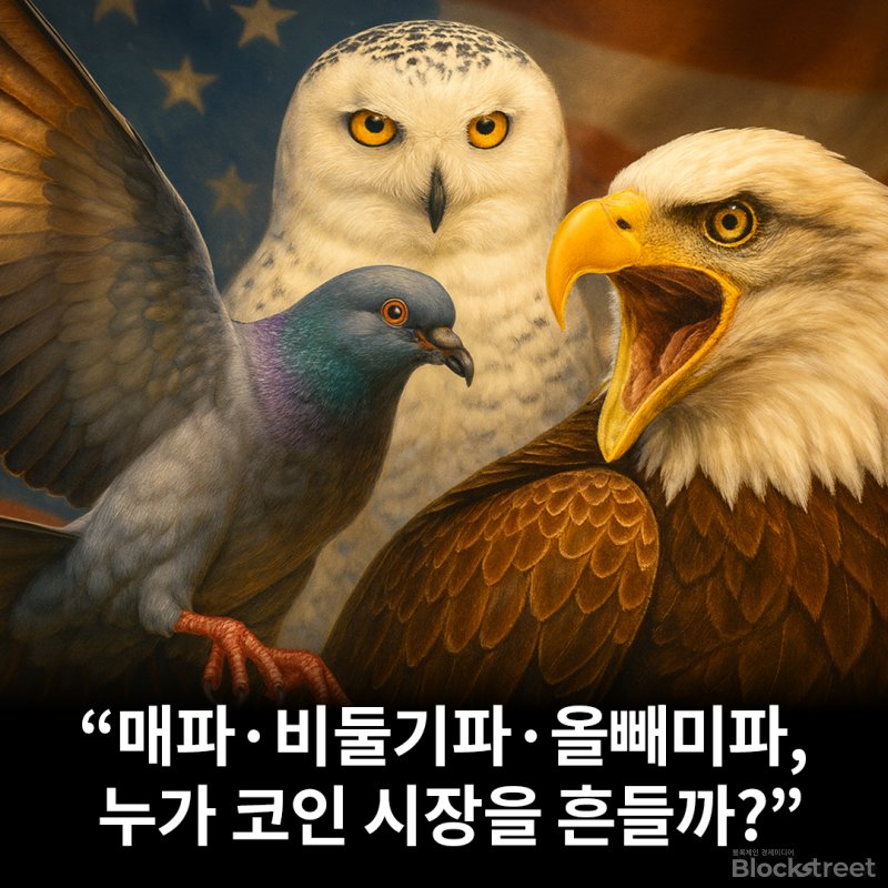 [카드뉴스] "매파·비둘기파·올빼미파,  누가 코인 시장을 흔들까?"