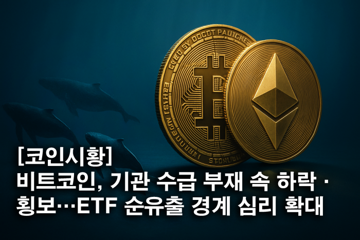 비트코인, 기관 수급 부재 속 하락·횡보···ETF 순유출 경계 심리 확대