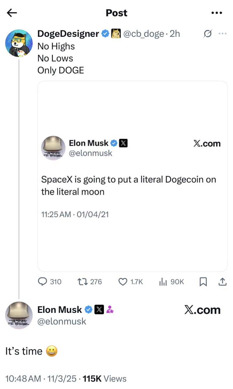 머스크 "도지코인 달 보내기, 때가 왔다"…2021년 공약 재확인