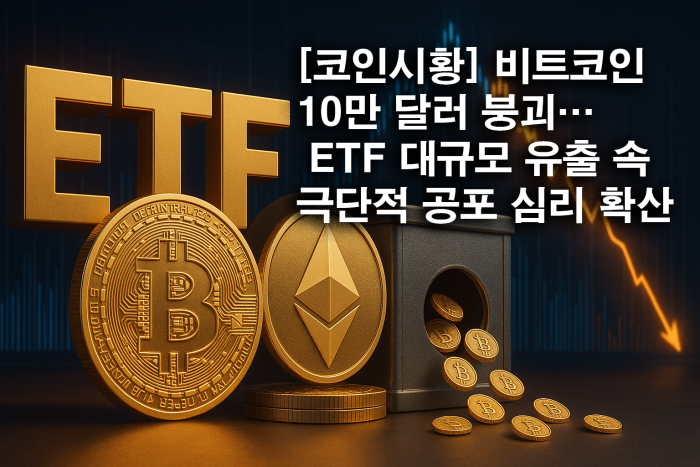  비트코인 10만 달러 붕괴··· ETF 대규모 유출 속 극단적 공포 심리 확산