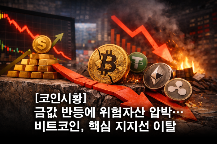  금값 반등에 위험자산 압박···비트코인, 핵심 지지선 이탈