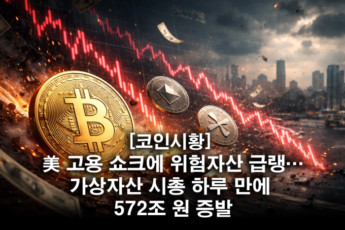  美 고용 쇼크에 위험자산 급랭···가상자산 시총 하루 만에 572조 원 증발