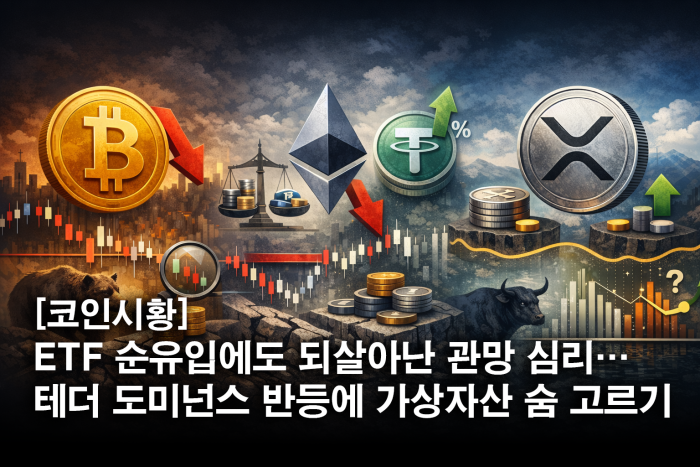  ETF 순유입에도 되살아난 관망 심리···테더 도미넌스 반등에 가상자산 숨 고르기
