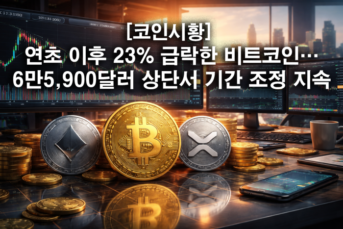  연초 이후 23% 급락한 비트코인···6만 5,900달러 상단서 기간 조정 지속