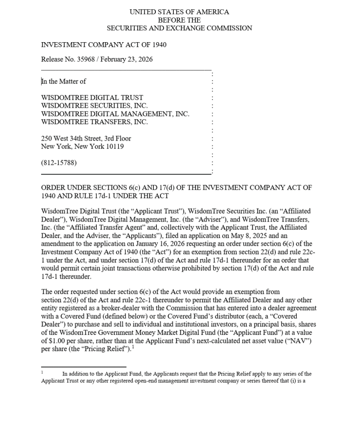 美 SEC, 블록체인 기반 머니마켓펀드 \'장중 거래\' 첫 승인