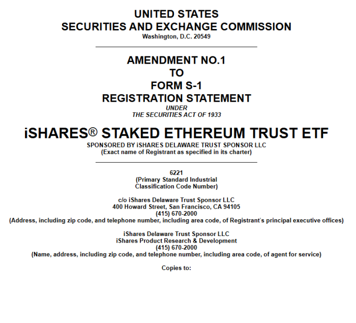 블랙록, \'스테이킹 가능\' 이더리움 현물 ETF 상장 신청