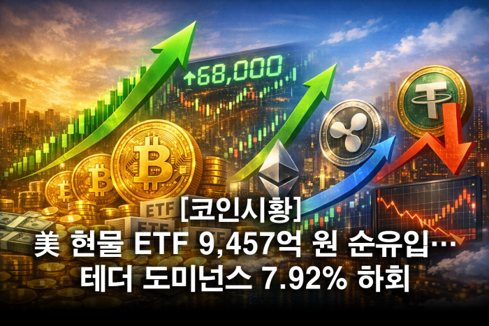  美 현물 ETF 9,457억 원 순유입···테더 도미넌스 7.92% 하회