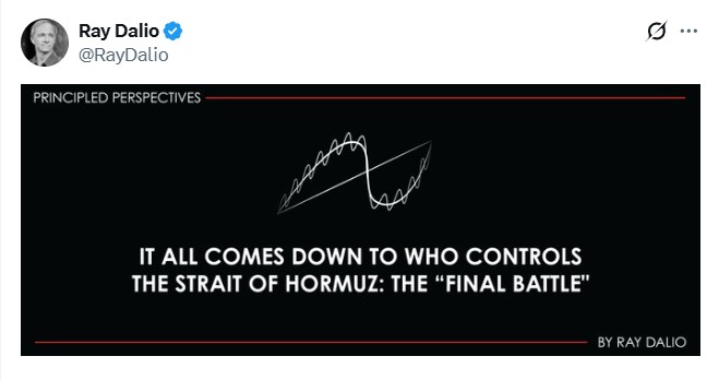 레이 달리오 "호르무즈 해협 통제권이 미국 패권 존속 여부 결정"