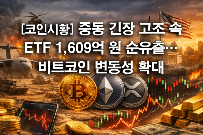  중동 긴장 고조 속 ETF 1,609억 원 순유출···비트코인 변동성 확대