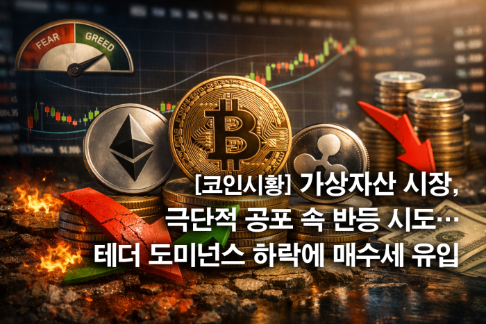 가상자산 시장, 극단적 공포 속 반등 시도···테더 도미넌스 하락에 매수세 유입