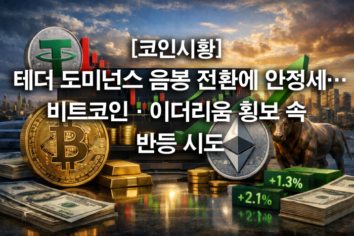 테더 도미넌스 음봉 전환에 안정세···비트코인·이더리움 횡보 속 반등 시도