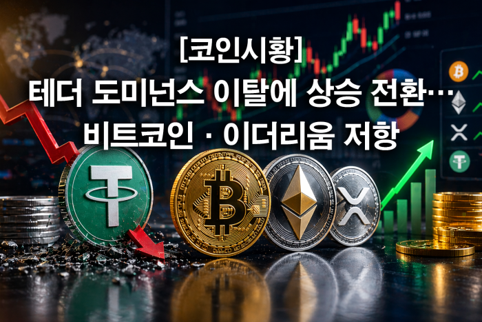  테더 도미넌스 이탈에 상승 전환···비트코인·이더리움 저항 돌파 시도