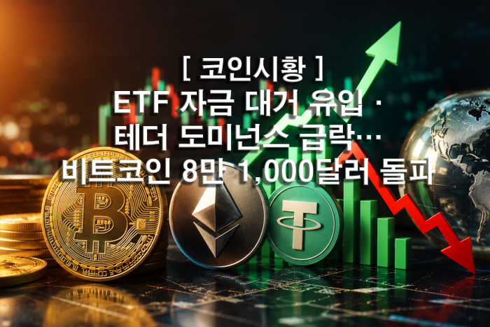  ETF 자금 대거 유입·테더 도미넌스 급락···비트코인 8만 1,000달러 돌파