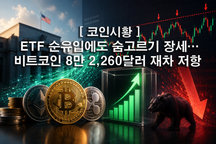  ETF 순유입에도 숨고르기 장세···비트코인 8만 2,260달러 재차 저항