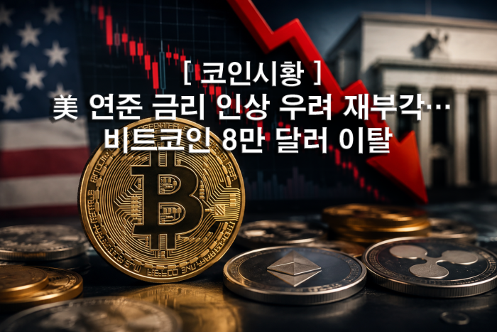  美 연준 금리 인상 우려 재부각···비트코인 8만 달러 이탈