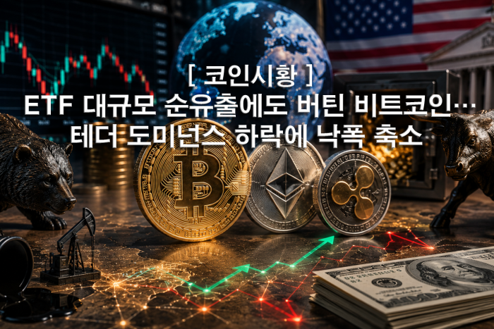  ETF 대규모 순유출에도 버틴 비트코인···테더 도미넌스 하락에 낙폭 축소
