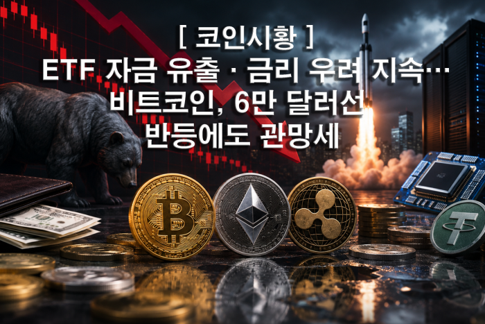  ETF 자금 유출·금리 우려 지속···비트코인, 6만 달러선 반등에도 관망세